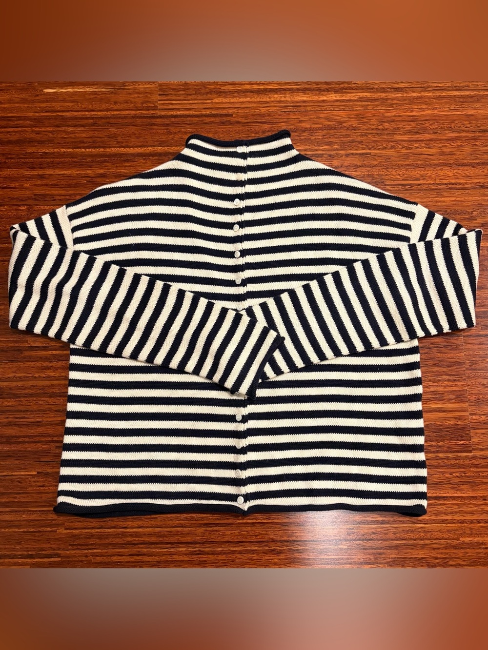 Alex Mill Taylor Cotton Cashmere Striped Cardigan Sweater S Boxy Roll Neck